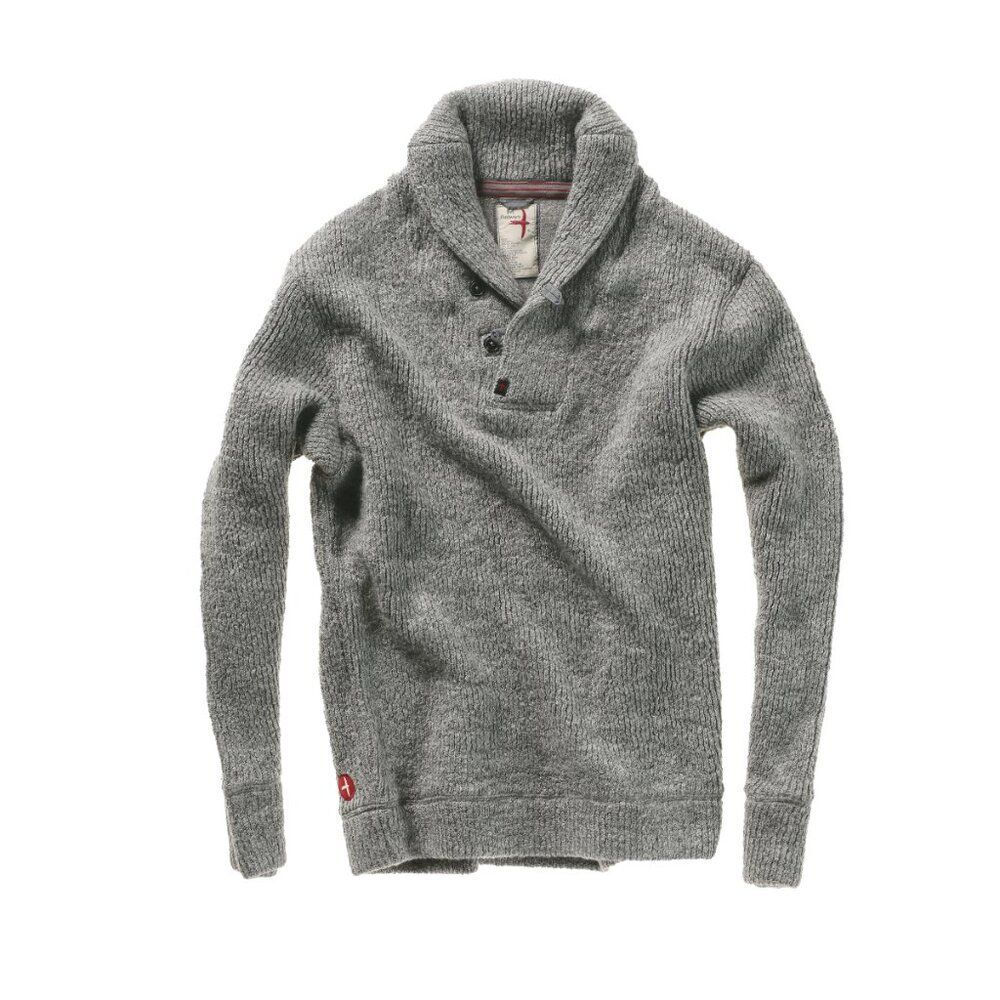 Relwen Gray 100% Merino Wool Old Salt Shawl Sweater Size M
